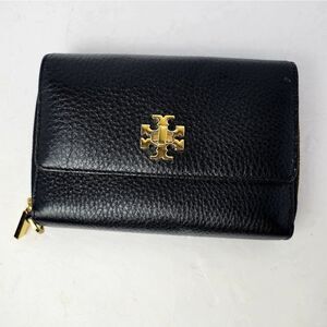 Tory Burch Kira Foldable Wallet Leather Black Large 6.5x4.5